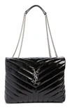 Saint Laurent Medium Loulou Patent Leather Shoulder Bag - Black In Nero