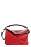 LOEWE MEDIUM PUZZLE COLORBLOCK LEATHER SHOULDER BAG - RED,322.30FK74