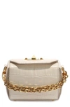 ALEXANDER MCQUEEN MINI BOX CROC-EMBOSSED LEATHER BAG - WHITE,479767DZT0M