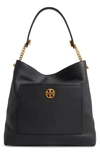 Tory Burch Chelsea Chain Leather Hobo Bag, Black In Black