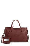 BALENCIAGA SMALL BLACKOUT CITY LEATHER TOTE - RED,443516DRU1T