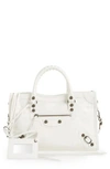 BALENCIAGA SMALL CLASSIC CITY LEATHER TOTE - WHITE,431621D94JT