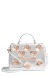 Ted Baker Daisii Applique Faux Leather Top Handle Satchel - Metallic In Silver/rose Gold