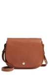 LONGCHAMP SMALL LE FOULONNE LEATHER CROSSBODY BAG - BROWN,L1322021047