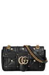 GUCCI GG MARMONT MATELASSE IMITATION PEARL LEATHER SHOULDER BAG - BLACK,443497DRWWT