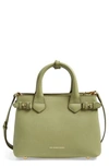 BURBERRY 'SMALL BANNER' LEATHER TOTE - GREEN,3997049