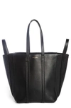 BALENCIAGA SMALL LAUNDRY CABAS CALFSKIN TOTE - BLACK,491634C8K0T