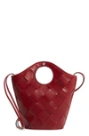 ELIZABETH AND JAMES SMALL MARKET WOVEN LEATHER CROSSBODY SHOPPER - RED,BE17S007