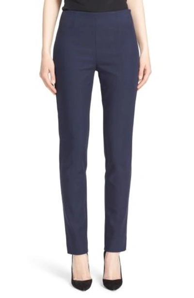Lela Rose Catherine Stretch Twill Ankle Pants In Navy