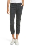Nili Lotan French Military Cropped Stretch-cotton Twill Slim-leg Pants In Carbon