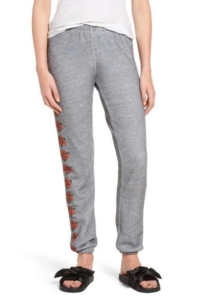Wildfox Knox Rose Graphic Sweatpants In Heather