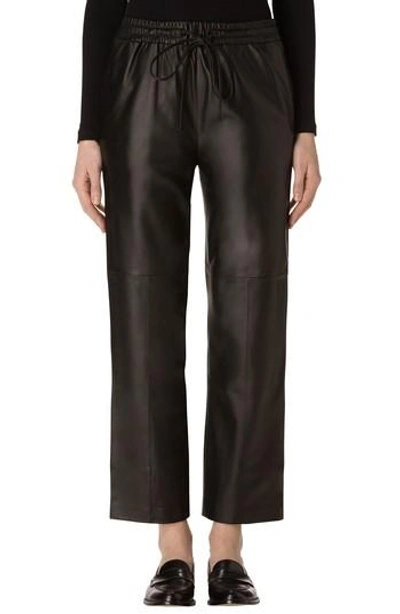 J Brand Amari Drawstring Leather Pants, Black In Nero