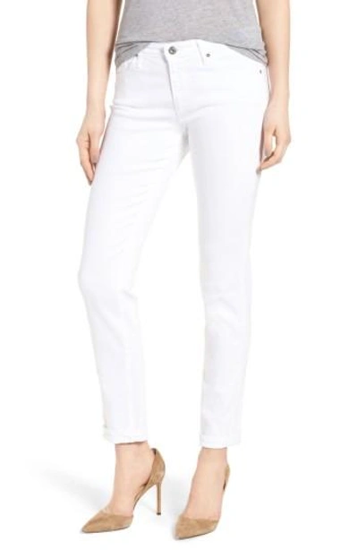 Ag Prima Sateen Mid-rise Cigarette Trousers In White