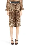 DOLCE & GABBANA LEOPARD PRINT STRETCH SILK PENCIL SKIRT,F4AOBTFSADD