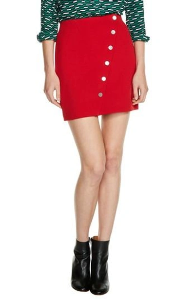 Maje Diagonal Button Detail Miniskirt In Red