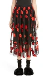 SIMONE ROCHA FLORAL EMBROIDERED TULLE SKIRT,3324 0164
