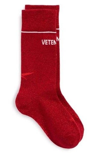 Vetements Reebok Lurex Short Socks In Red