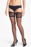 Donna Karan Lace Top Stay-up Stockings In Black