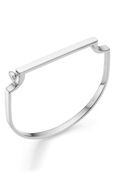 Monica Vinader Engravable Signature Thin Petite Bangle In Metallic