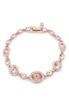 Givenchy Faceted Stone And Crystal Pave Link Bracelet In Rose Gold / Silk