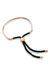 Monica Vinader Engravable Fiji Friendship Bracelet In Rose Gold/ Black