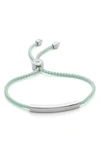 Monica Vinader Linear Woven Sterling Silver Friendship Bracelet In Silver/ Mint