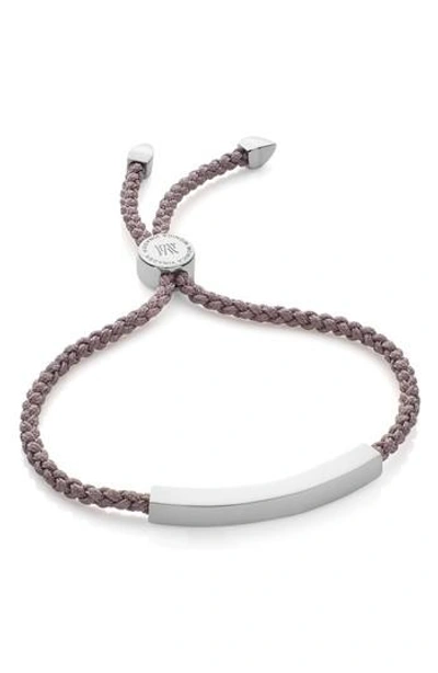 Monica Vinader Linear Bar Friendship Bracelet In Silver/ Mink