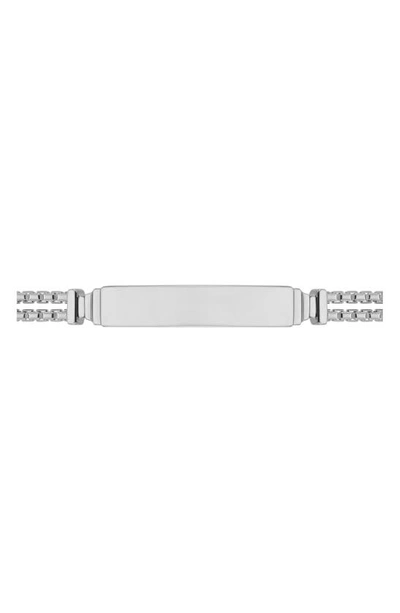 Monica Vinader Baja Deco Diamond & Sterling Silver Id Slider Bracelet In Metallic