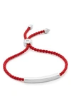 Monica Vinader Linear Sterling Silver Friendship Bracelet In Silver/ Coral
