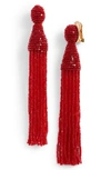 Oscar De La Renta 'classic Short' Tassel Drop Clip Earrings In Scarlet