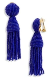 Oscar De La Renta 'classic Short' Tassel Drop Clip Earrings In Marine