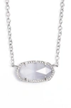 Kendra Scott Signature Elisa Necklace, 15 In Rhodium/ Slate Cats Eye