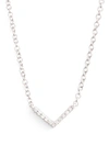 Ef Collection Mini Diamond Chevron Pendant Necklace In White Gold