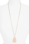 Kendra Scott 'carole' Long Semiprecious Stone Pendant Necklace In Gold/rose Quartz