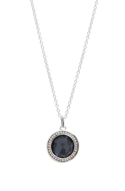 Ippolita Stella Lollipop Pendant Necklace In Hematite Doublet With Diamonds In Sterling Silver, 16 In Silver/hematite
