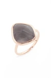 Monica Vinader Siren Nugget Semiprecious Stacking Ring In Rose Gold/ Grey Agate