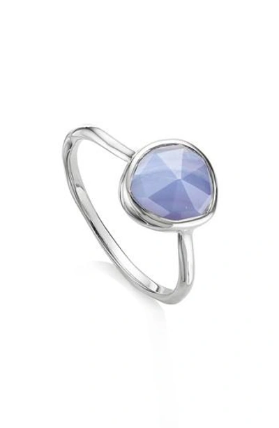 Monica Vinader Siren Semiprecious Stone Stacking Ring In Silver/ Blue Lace Agate