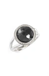 Ippolita Stella Ring In Hematite Doublet With Diamonds In Sterling Silver In Silver/ Hematite