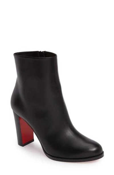 Christian Louboutin Adox Leather Block-heel Red Sole Boots In Black
