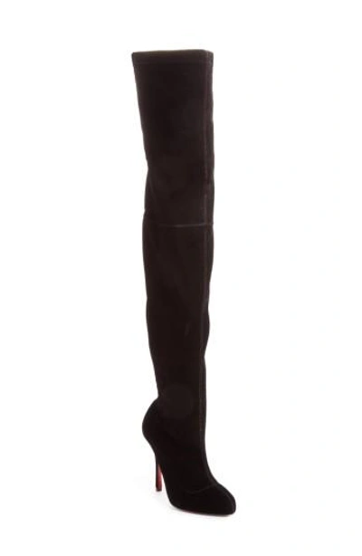 Christian Louboutin Classe 100 Stretch-velvet Over-the-knee Boots In Black