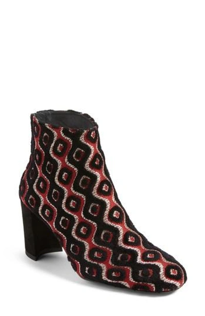 Stuart Weitzman Bacari Tapestry Chunky-heel Booties, Rosso In Rosso Tapestry