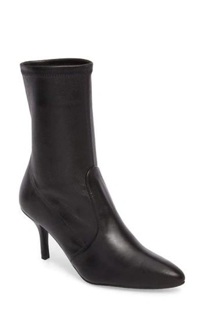 Stuart Weitzman Cling Leather Stretch Sock Booties In Snow