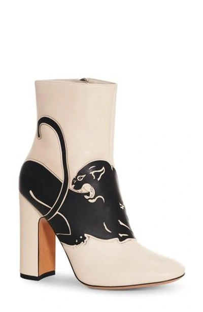 Valentino Garavani 110mm Panther Embossed Leather Boots In Ivory