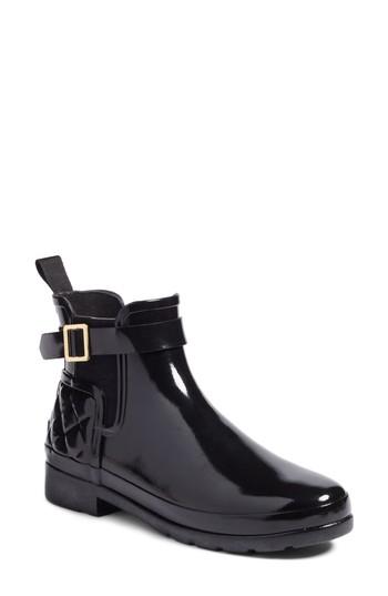 hunter original refined quilted gloss chelsea boot