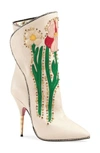 GUCCI FOSCA FLORAL EMBELLISHED POINTY TOE BOOT,4883310DR10