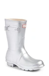 Hunter 'original Short' Rain Boot In Silver