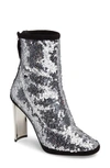 GIUSEPPE ZANOTTI SEQUIN CURVED HEEL BOOTIE,I770061