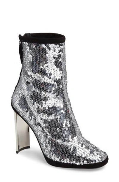 Giuseppe Zanotti Stretch Sequin 105mm Booties In Silver