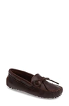 Minnetonka Driving Moccasin In Dark Brown Lariat