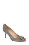 Gucci Hangisi Pointed Toe Pump In Bronze Fabric